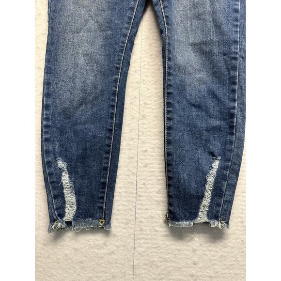 Indigo Rein Curvy Fit Skinny Blue Jeans Juniors 9 Waist 28 Distressed - Picture 5 of 11